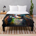 Cavalier King Charles Spaniel dog on a colorful synesthetic splash art plush blanket