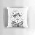Black and white Cavoodle dog zentangle art pattern on a decorative pillow