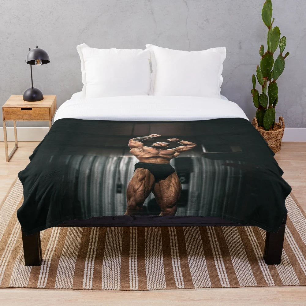 Cbum-inspired plush blanket featuring bodybuilding icon Chris Bumstead