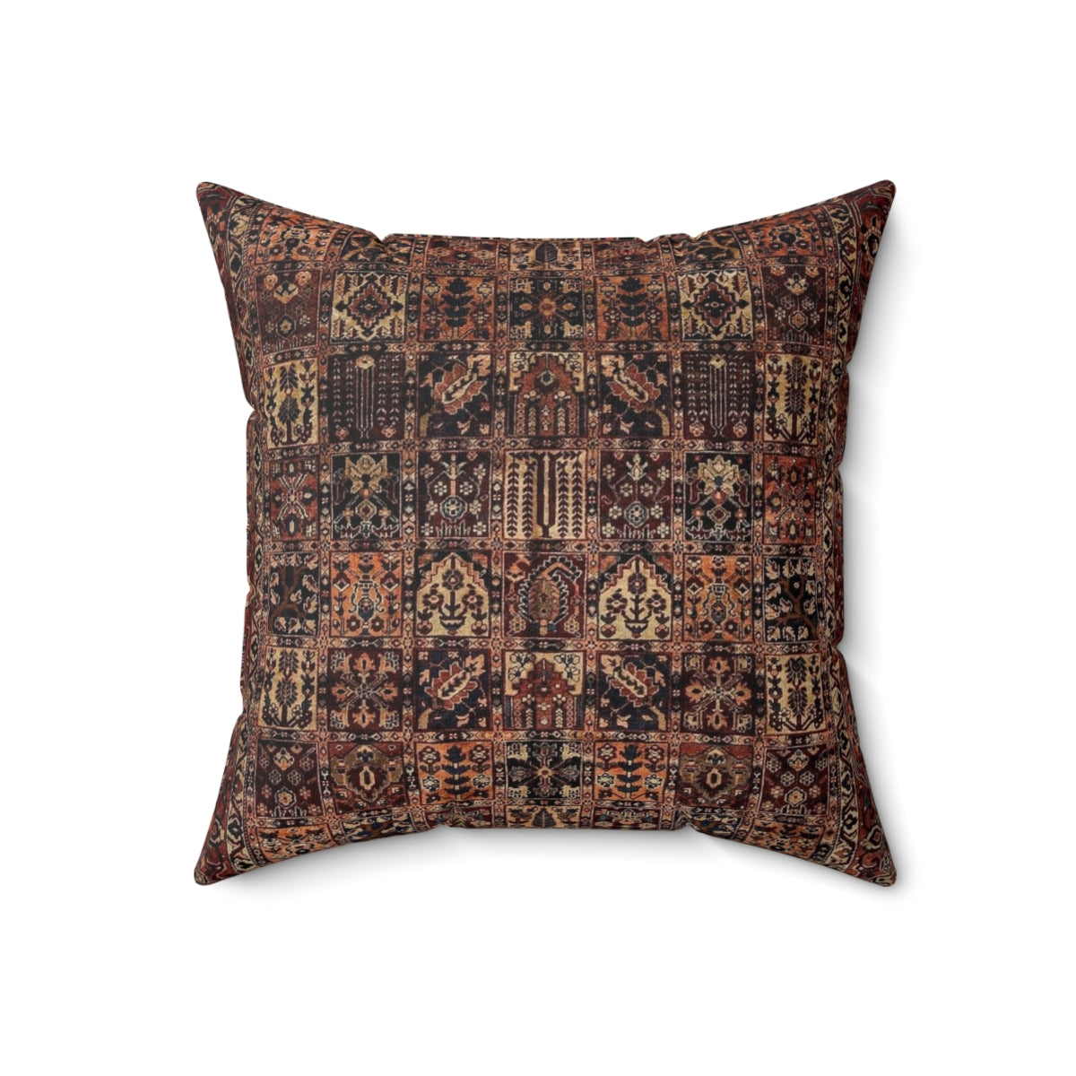 Decorative vintage-style Persian carpet pillow with intricate floral and geometric patterns - Back