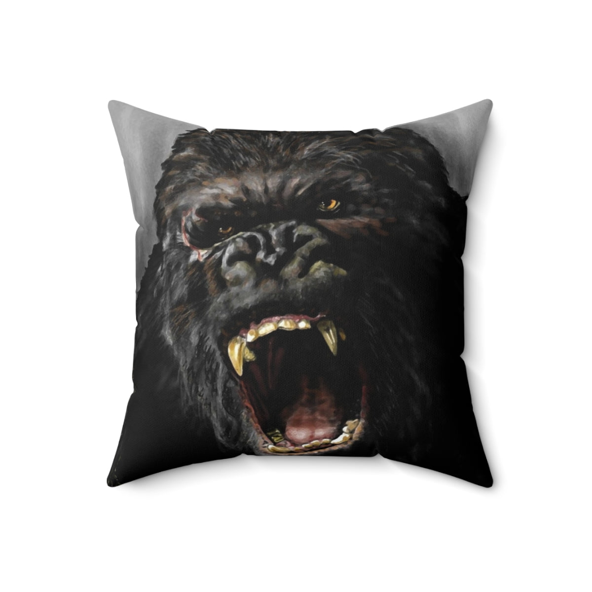 Oversized plush pillow in the shape of a giant ape, inspired by classic movie characters