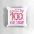 A cozy sweatshirt-style pillow celebrating a 100th birthday with a floral design