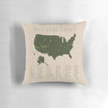 Pillow featuring a silhouette design of the United States and national park icons