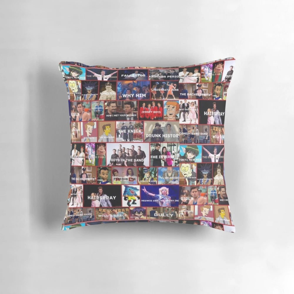 Pillow featuring Andrew Rannells, known for his roles in Broadway musicals and TV shows like Hedwig and the Angry Inch, Falsettos, The Boys in the Band, and more.