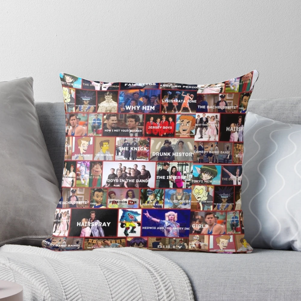 Pillow featuring Andrew Rannells, known for his roles in Broadway musicals and TV shows like Hedwig and the Angry Inch, Falsettos, The Boys in the Band, and more.