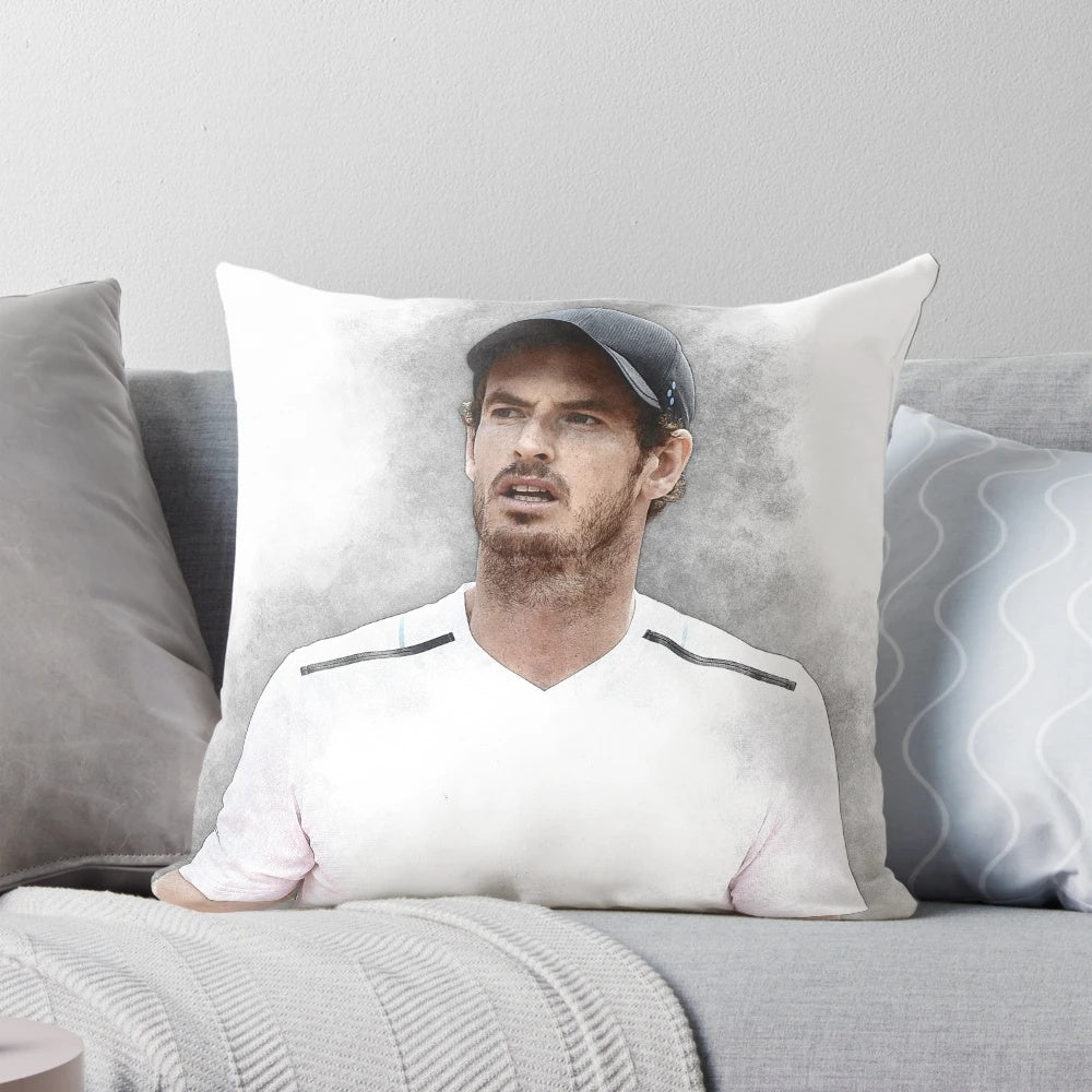 Andy Murray Tennis Player Pillow featuring the legendary British tennis player