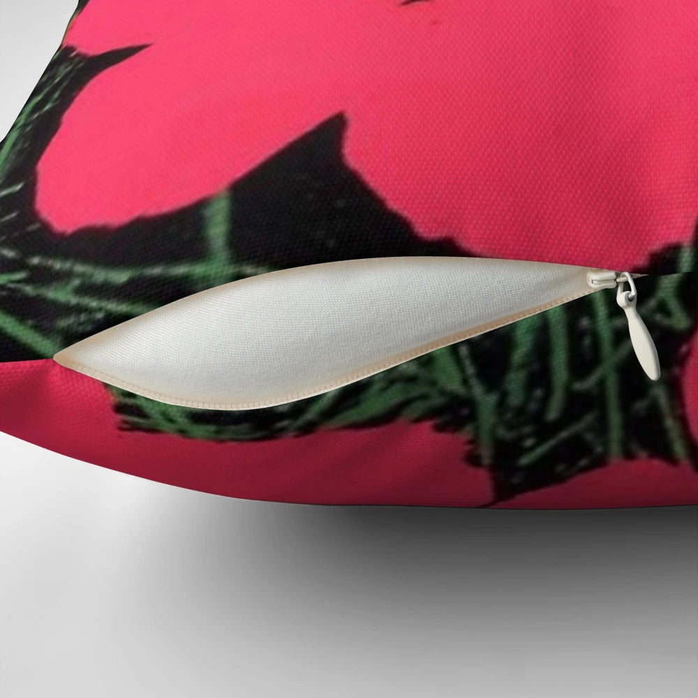 Vibrant Andy Warhol-inspired pillow featuring his iconic pop art design