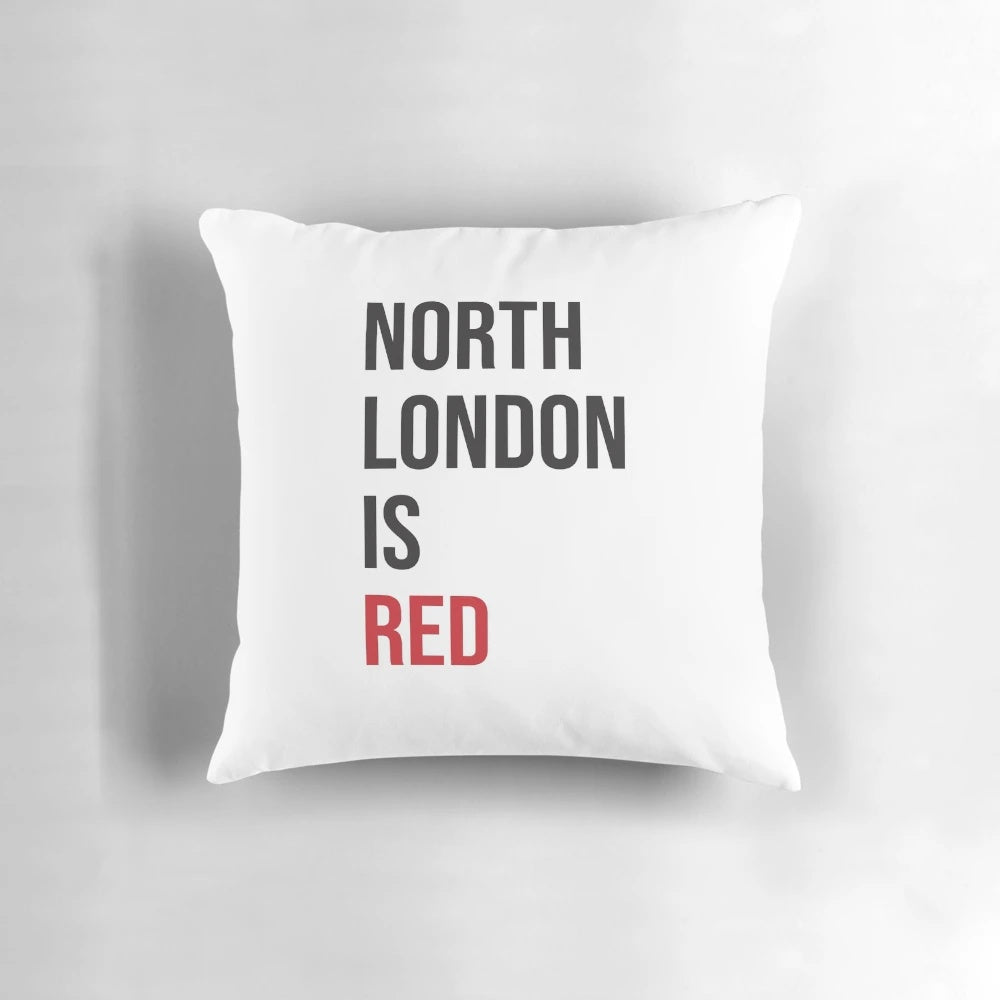 Arsenal FC themed pillow with 'North London is Red' design and red color scheme