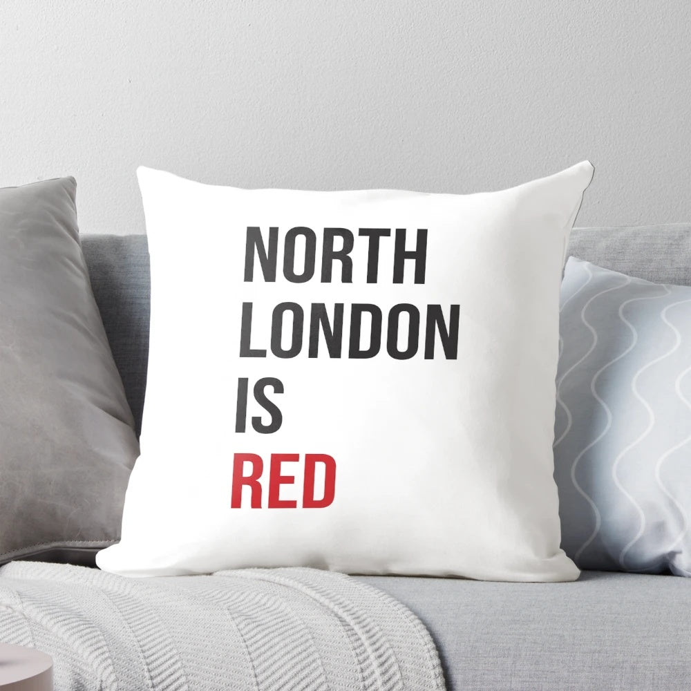 Arsenal FC themed pillow with 'North London is Red' design and red color scheme
