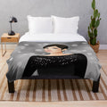 Plush blanket featuring a glamorous illustration of Barbra Streisand's iconic Oscars outfit