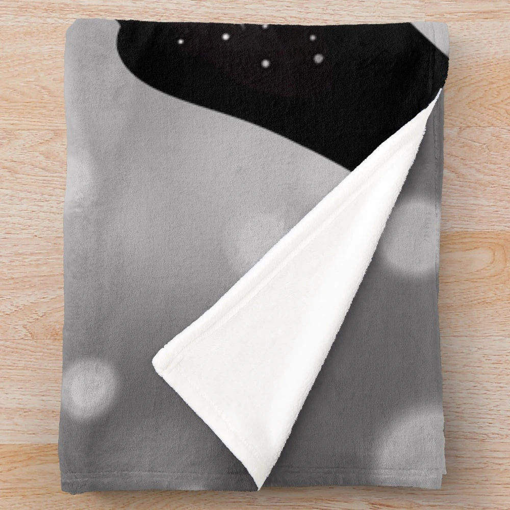 Plush blanket featuring a glamorous illustration of Barbra Streisand's iconic Oscars outfit
