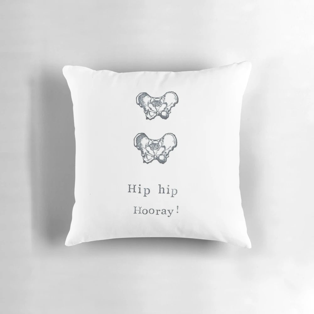 A black and white sketch-style illustration of a human hipbone and pelvis on a white background