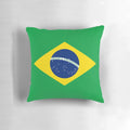 Colorful Brazil flag printed on a soft, high-quality pillow
