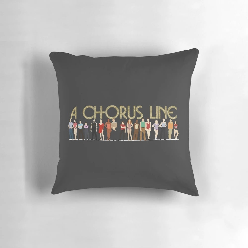 A Chorus Line Pillow featuring the iconic musical's logo and dancing silhouettes