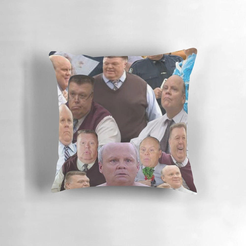 A stylish collage pillow featuring the iconic characters Hitchcock and Scully from the hit comedy TV show Brooklyn Nine-Nine.