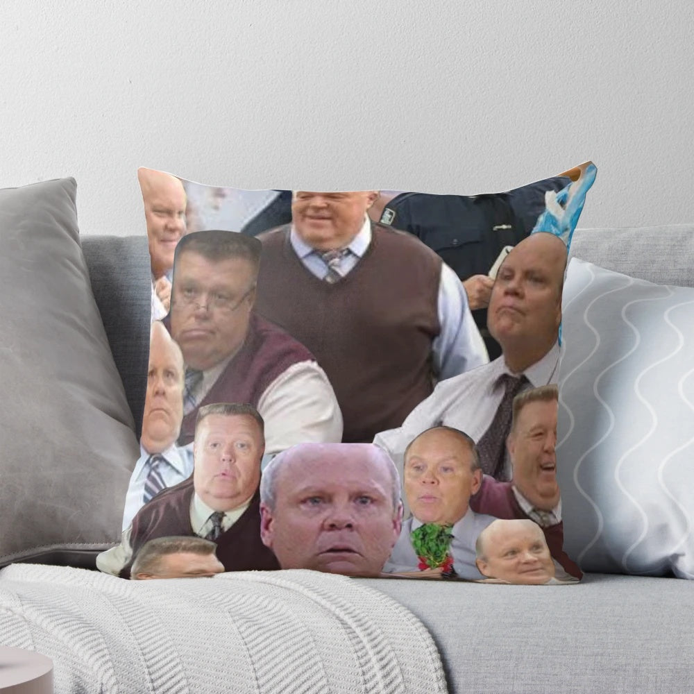 A stylish collage pillow featuring the iconic characters Hitchcock and Scully from the hit comedy TV show Brooklyn Nine-Nine.