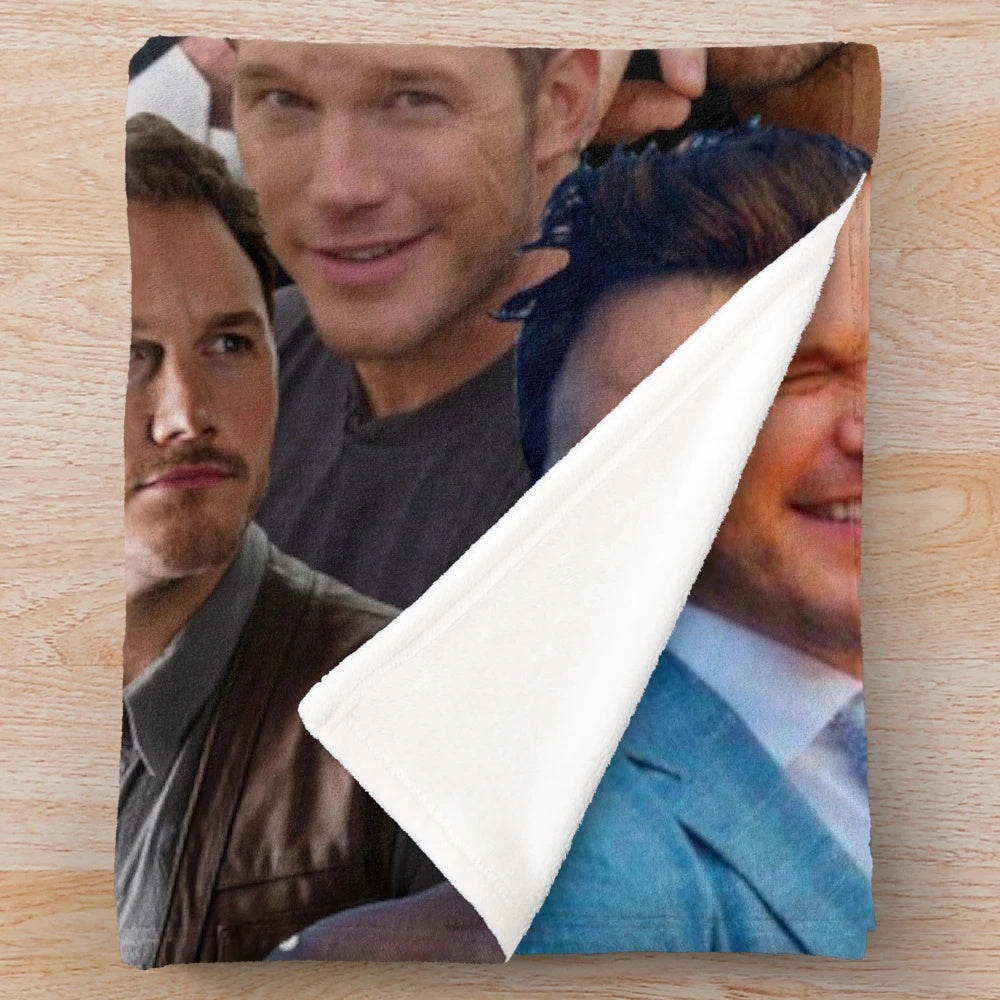 Chris Pratt photo collage plush blanket