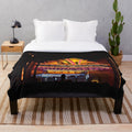 Plush blanket featuring classic movie themes and neon lights
