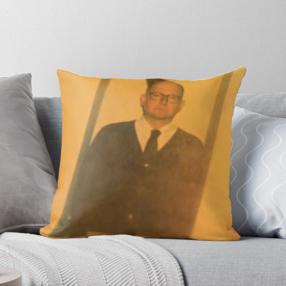 What We Do in the Shadows-inspired birthday pillow featuring the energy vampire, Colin Robinson