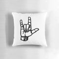 An I Love You pillow in American Sign Language (ASL) and British Sign Language (BSL)