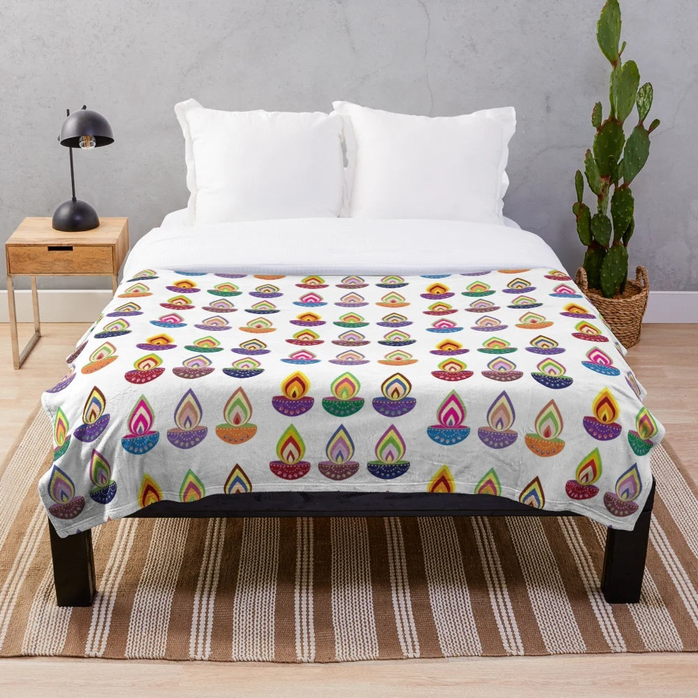 Diwali Plush Blanket with Colorful Indian Designs