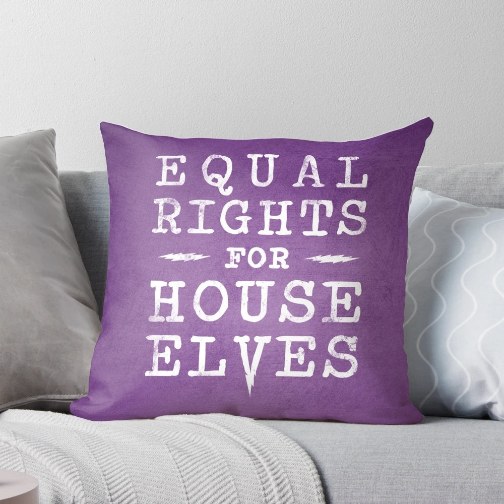 A soft, plush pillow featuring the iconic Dobby the House Elf, a symbol of the fight for elf rights and equality.
