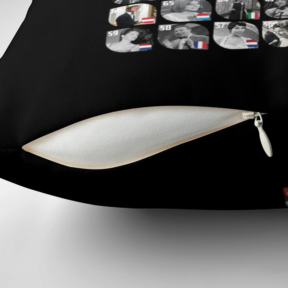ESC: The Winners Pillow featuring designs inspired by Eurovision Song Contest winning performances and artists.