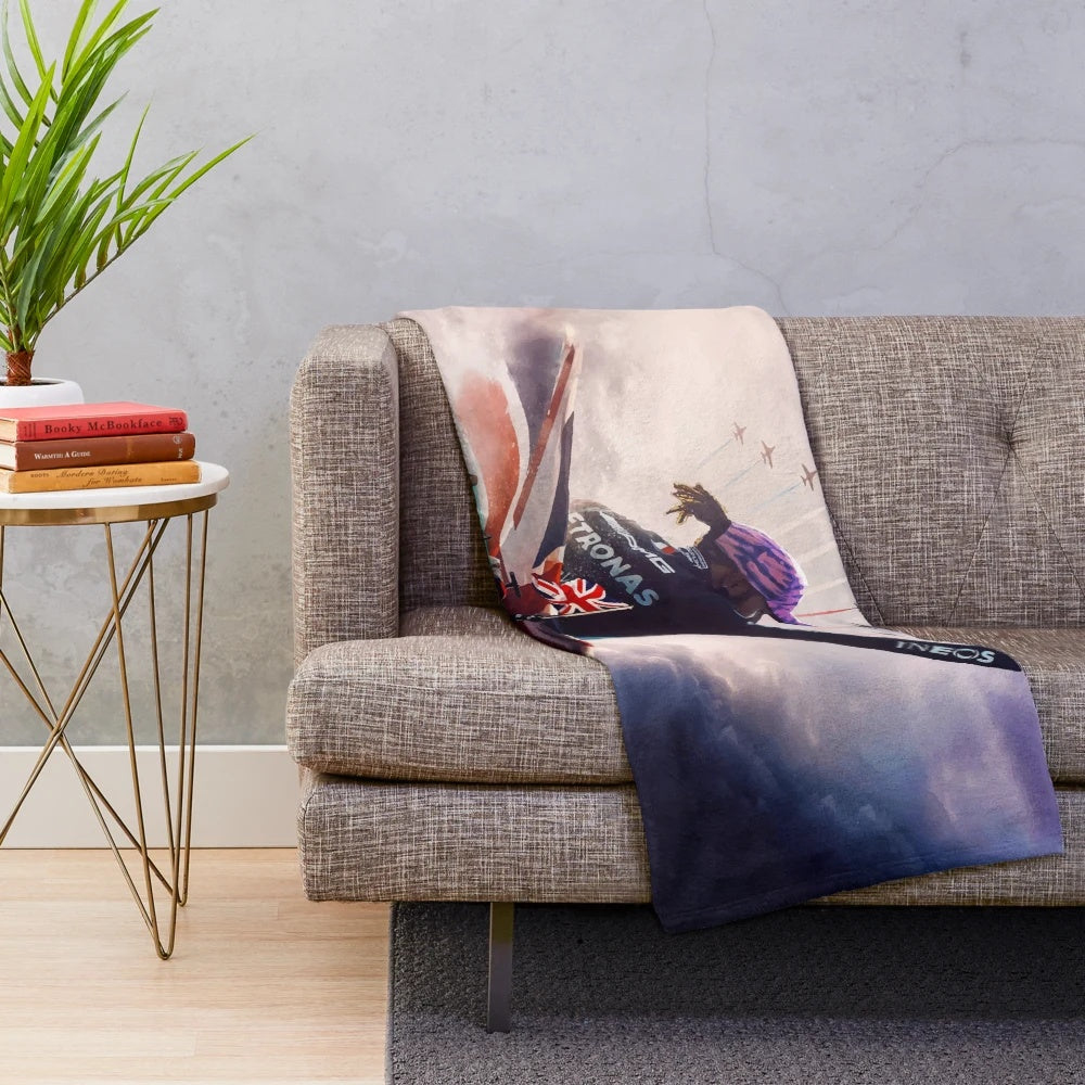 Lewis Hamilton inspired Formula 1 racing plush blanket