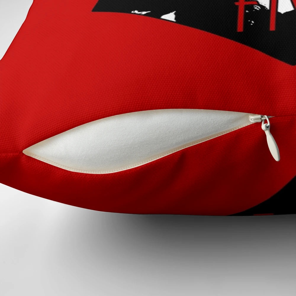 "Five by Five" Pillow featuring a design inspired by the iconic character Faith Lehane from Buffy the Vampire Slayer