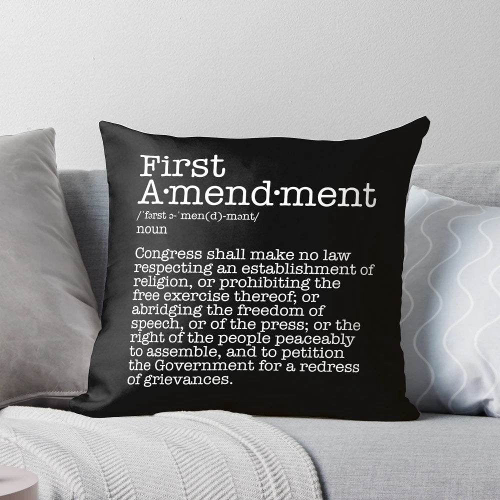 First Amendment Constitution Free Speech Pillow - Patriotic Pillow Showcasing Civil Liberties