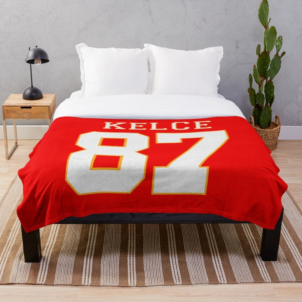 Travis Kelce inspired football art plush blanket