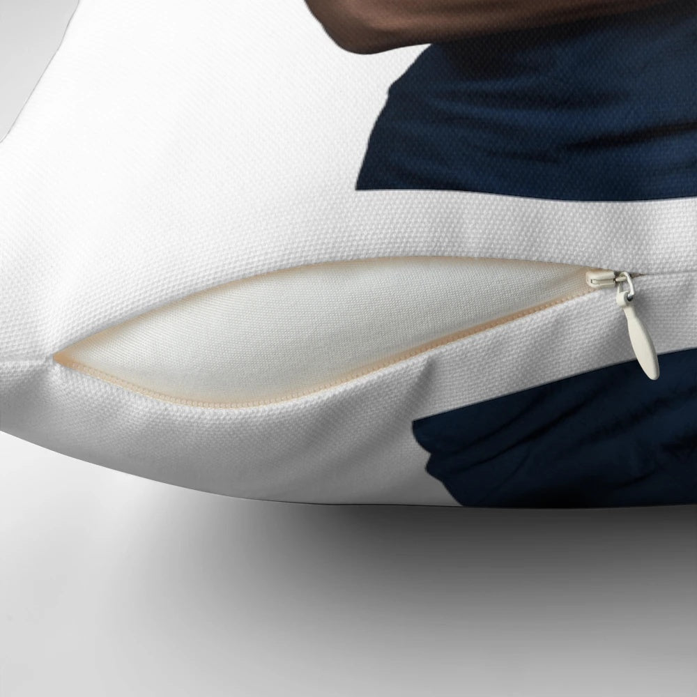 Football-themed decorative pillow featuring the French national team players