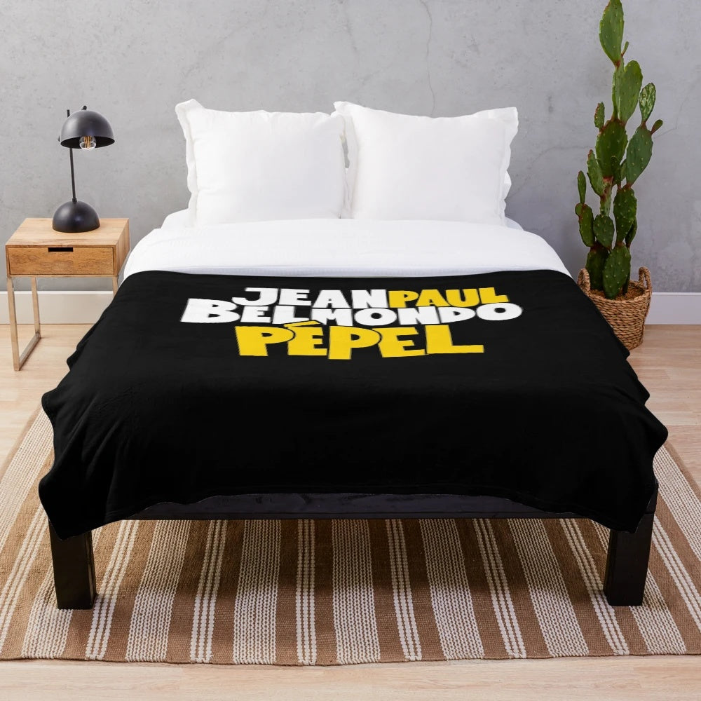 Plush blanket featuring iconic French actor Jean-Paul Belmondo