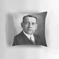 Pillow featuring a portrait of René Coty, the former President of the French Republic