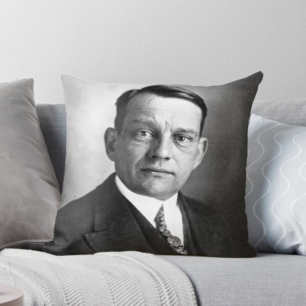 Pillow featuring a portrait of René Coty, the former President of the French Republic
