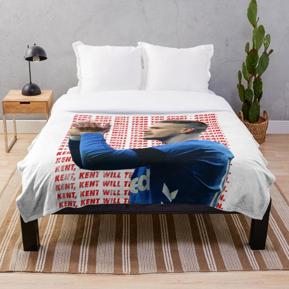 Glasgow Rangers themed plush blanket featuring Ryan Kent
