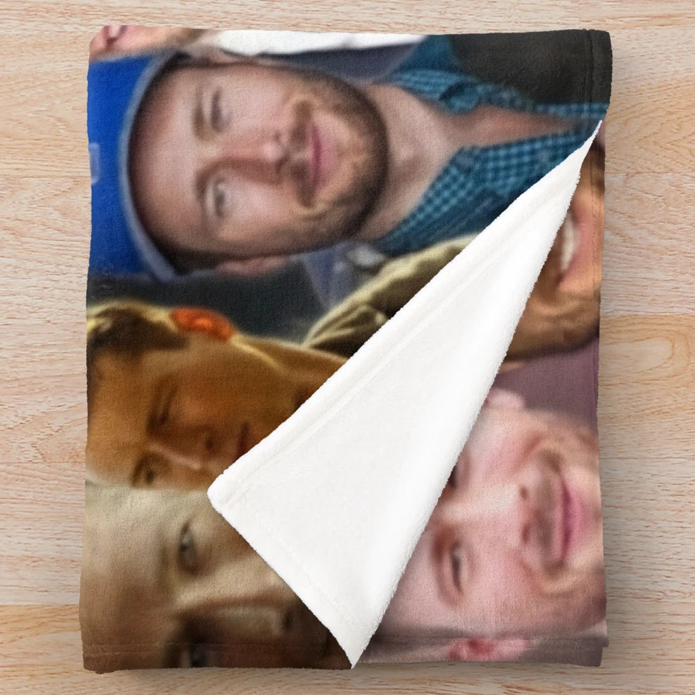 Glen Powell inspired plush blanket depicting the actor in various scenes