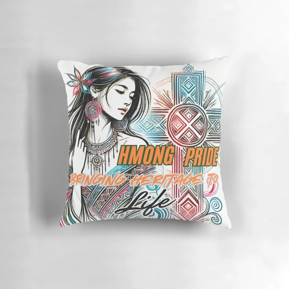 Hmong Pride Pillow, showcasing Hmong cultural patterns and design