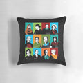Feminist Icons Pillow featuring portraits of Ruth Bader Ginsburg, Michelle Obama, and other influential women