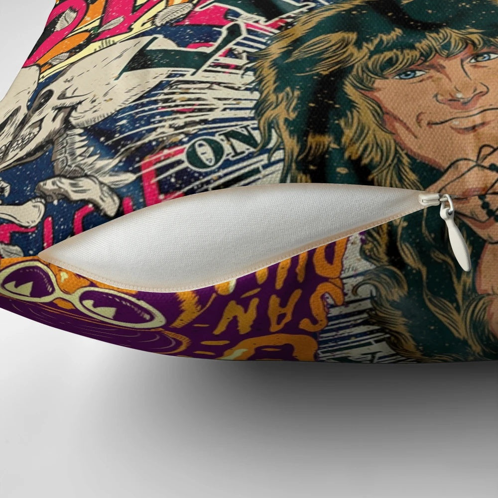 LEGENDS Pillow featuring a collage of famous musicians, singers, and artists