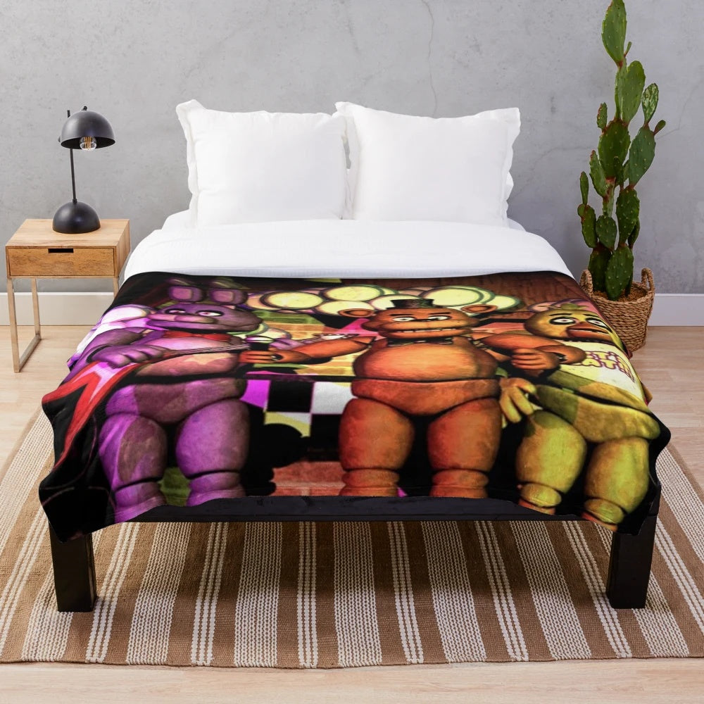 Plush blanket featuring FNAF characters and watercolor design