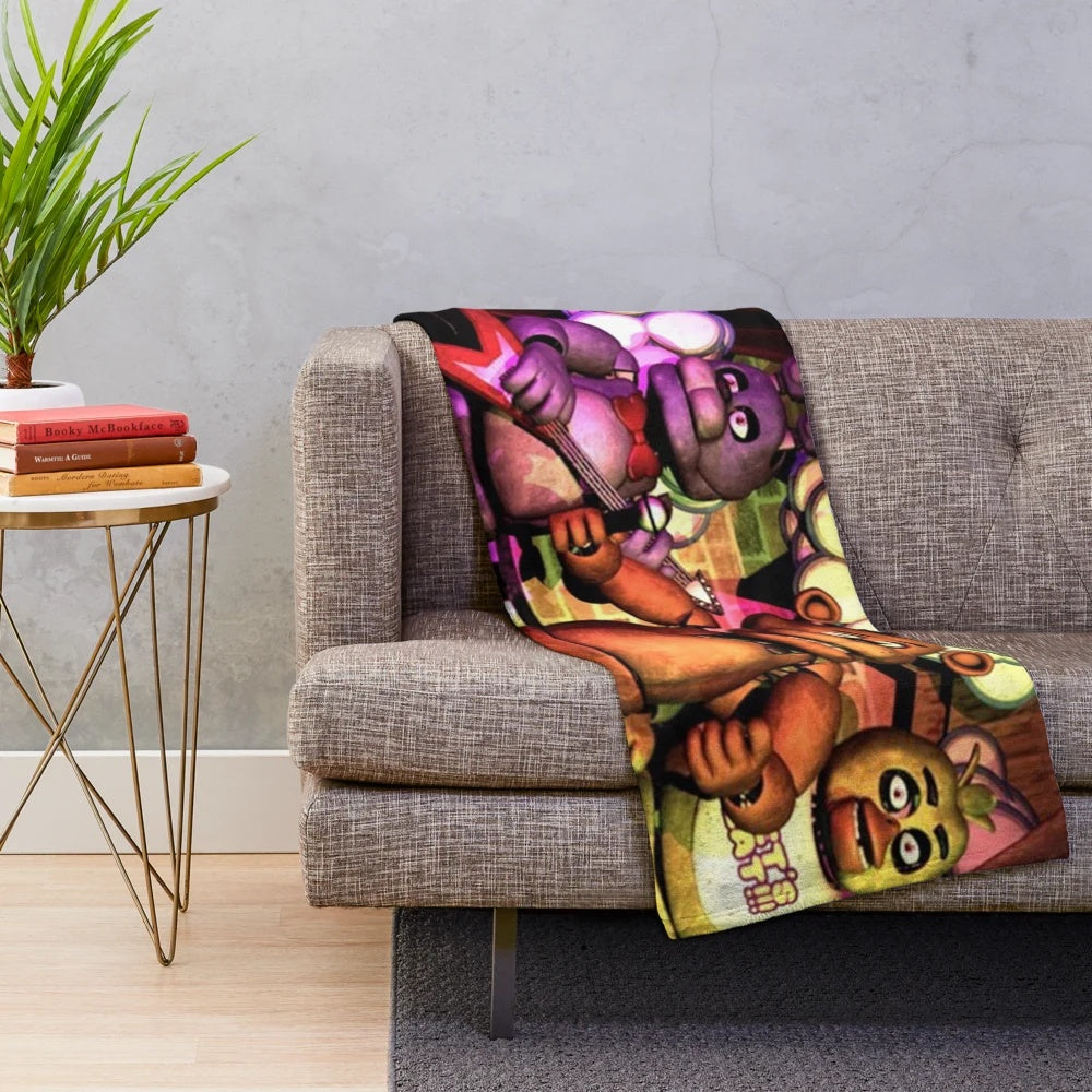 Plush blanket featuring FNAF characters and watercolor design