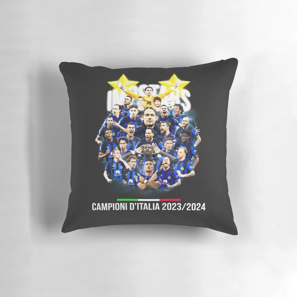 Pillow featuring the Inter Milan team crest and "Campioni d'Italia" text, commemorating their 2023/24 Serie A championship.