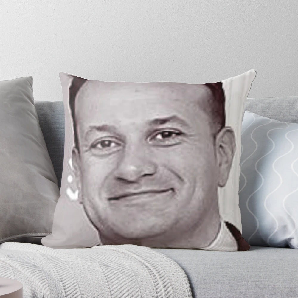 Plush pillow featuring an illustration of Irish Taoiseach Leo Varadkar