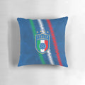 Vibrant blue and white pillow featuring the Italian national football team logo and colors