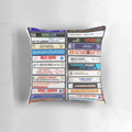 A throw pillow featuring classic jazz album covers, perfect for jazz music enthusiasts.
