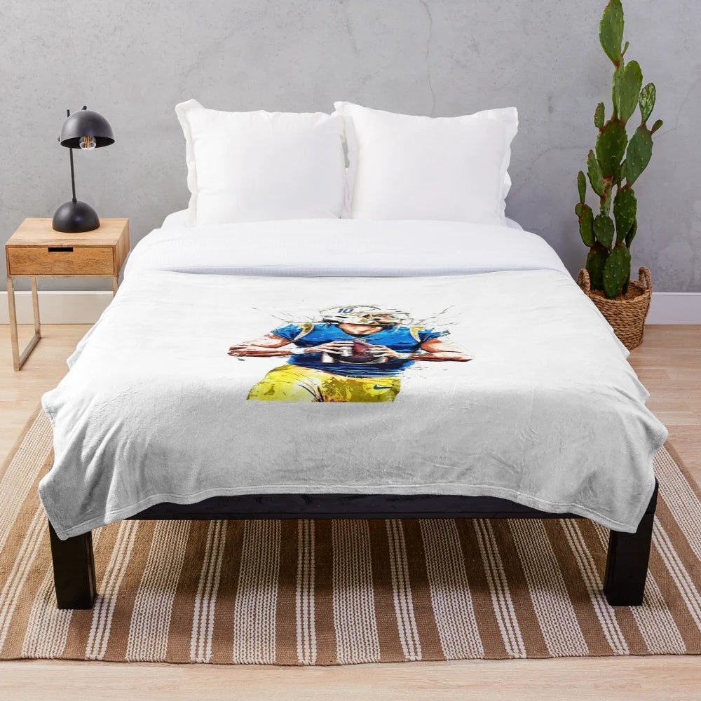 Justin Herbert Art Plush Blanket featuring the Oregon Ducks quarterback
