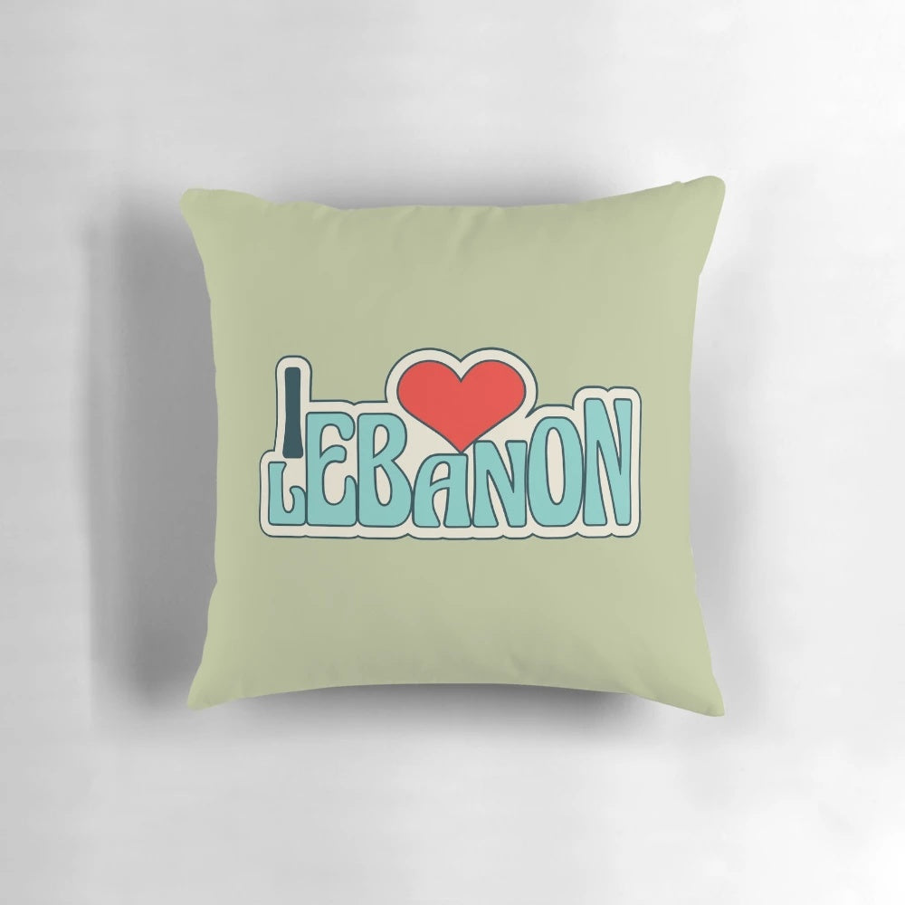 A decorative throw pillow featuring the vibrant flag of Lebanon