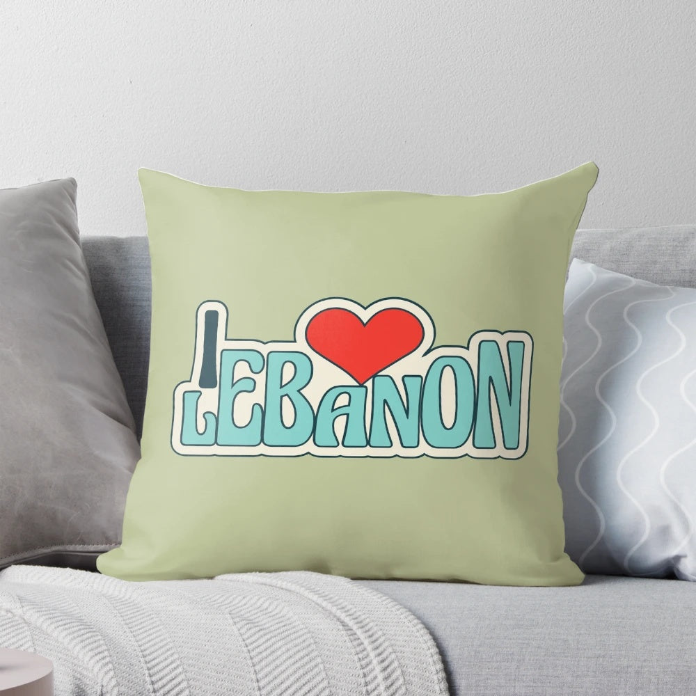 A decorative throw pillow featuring the vibrant flag of Lebanon