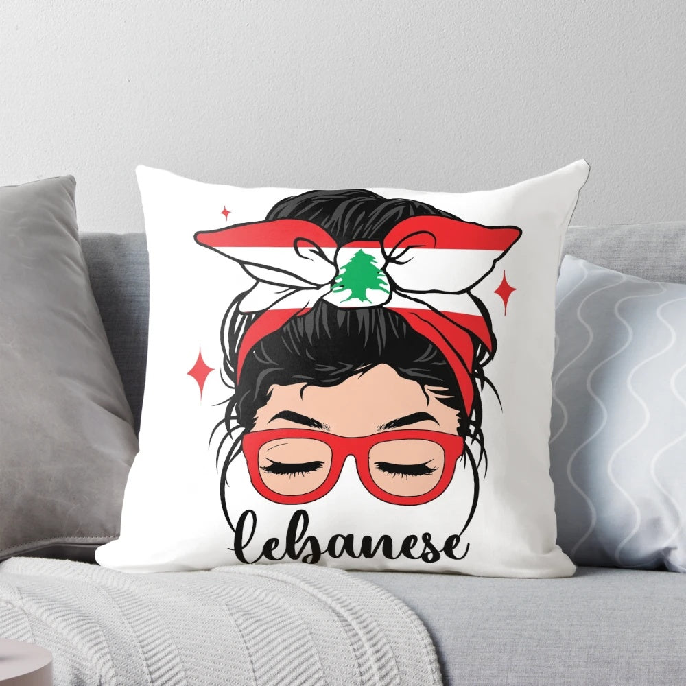 Colorful Lebanese flag-themed decorative pillow